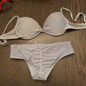 Navy and white striped target swimsuit